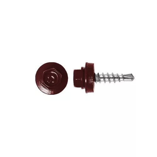 Rögzítő csavar fémhez, RAL3009 (bordó) - 4,8*19mm