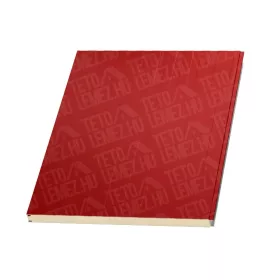   8 cm Fal szendvicspanel, kőzetgyapot töltéssel, látszó rögzítéssel, RAL 3000 (tűzpiros)