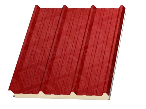 12 cm Tető szendvicspanel, kőzetgyapot töltéssel, RAL 3000 (tűzpiros)
