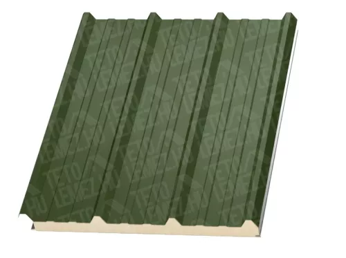 15 cm Tető szendvicspanel, kőzetgyapot töltéssel, RAL 6011 (világos zöld)