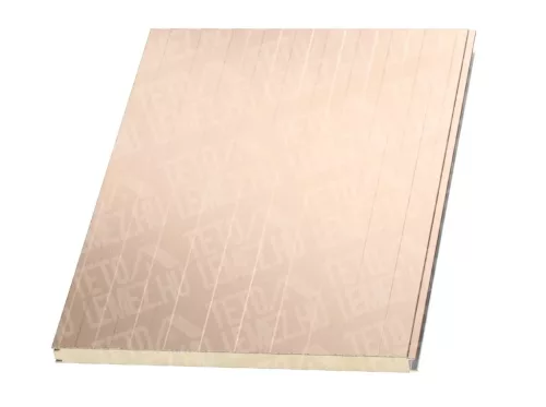 8 cm Fal szendvicspanel, kőzetgyapot töltéssel, látszó rögzítéssel, RAL 1015 (bézs)