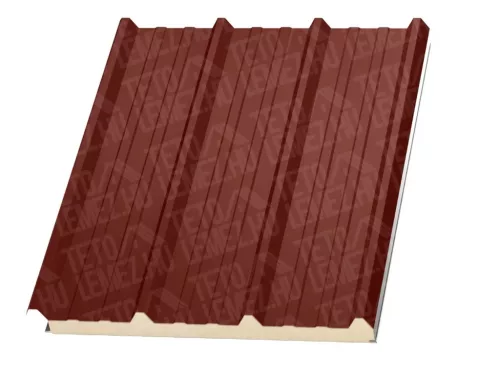 8 cm Tető szendvicspanel, kőzetgyapot töltéssel, RAL 3009 (bordó)