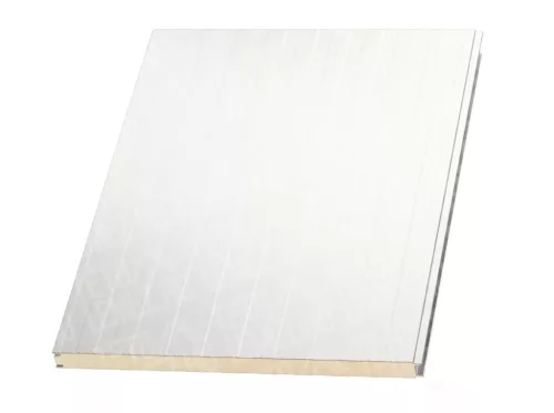 10 cm Fal szendvicspanel, kőzetgyapot töltéssel, látszó rögzítéssel, RAL 9010 (hófehér)