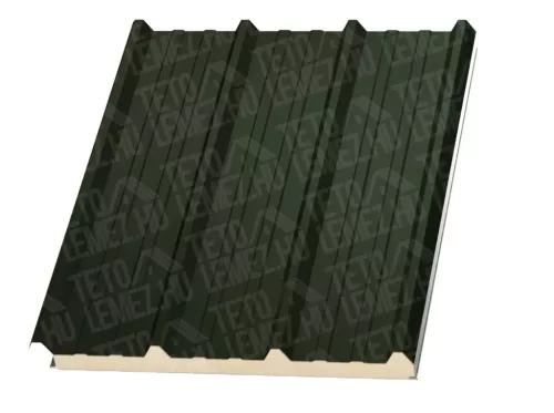12 cm Tető szendvicspanel, kőzetgyapot töltéssel, RAL 6020 (katonai zöld)