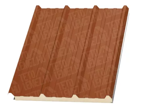 12 cm Tető szendvicspanel, kőzetgyapot töltéssel, RAL 8004 (téglavörös)