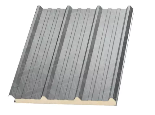 15 cm Tető szendvicspanel, kőzetgyapot töltéssel, RAL 9006 (ezüstmetál)