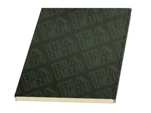 12 cm Fal szendvicspanel, kőzetgyapot töltéssel, látszó rögzítéssel, RAL 6020 (katonai zöld)