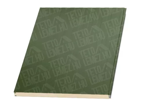 8 cm Fal szendvicspanel, kőzetgyapot töltéssel, látszó rögzítéssel, RAL 6011 (világos zöld)